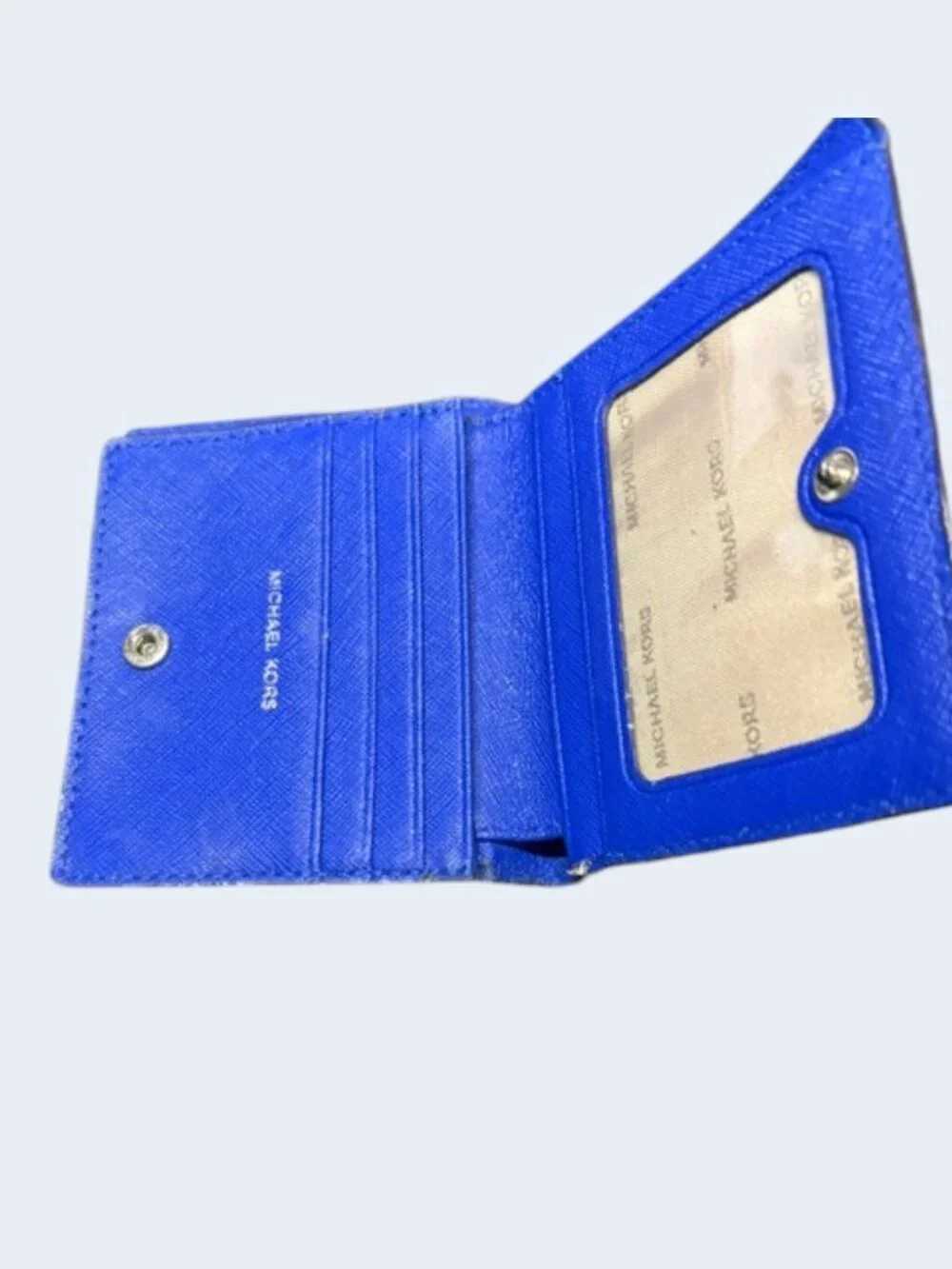Michael Kors Blue Women's Snap Wallet with Logo, Credit Card Slots